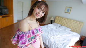 Adorable Bangkok TS happy to film her first hardcore video