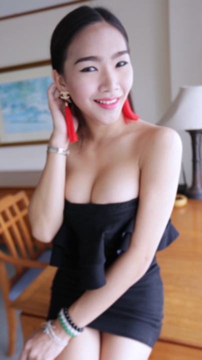 Ivy smiling pretty wearing tight black dress