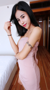 Nene posing sexy in pink dress